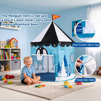 Kids Penguin Pop-Up Play Tent Indoor Outdoor Foldable Playhouse