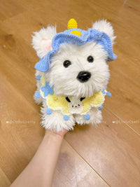 ChillyCherry Handmade Crocheted Pet Bib and Hat Set for Cats and Dogs