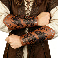 Medieval Retro Embossed Gauntlet Wristband for Cosplay & Stage Performance, Knight Costume Accessory