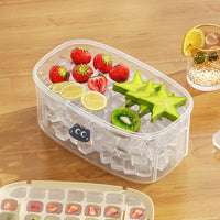 Press-Type Ice Cube Tray with Storage Bin, Easy Release Ice Maker Mold for Home