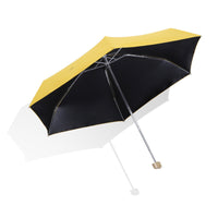 Mini Capsule Umbrella UV Protection Sunshade with Black Coating, 6-Fold Compact Pocket Umbrella for Sun and Rain