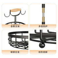 2-Tier Fruit Basket with Banana Hanger, Detachable Kitchen Storage for Fruits and Vegetables