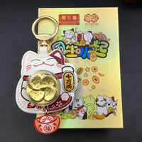Lucky Cat Gold Foil Keychain Charm for Bags, Home, Car - Feng Shui Amulet Gift