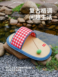 ZEZE Pet Cooling Mat Rattan Weave Slipper Bed for Cats and Dogs