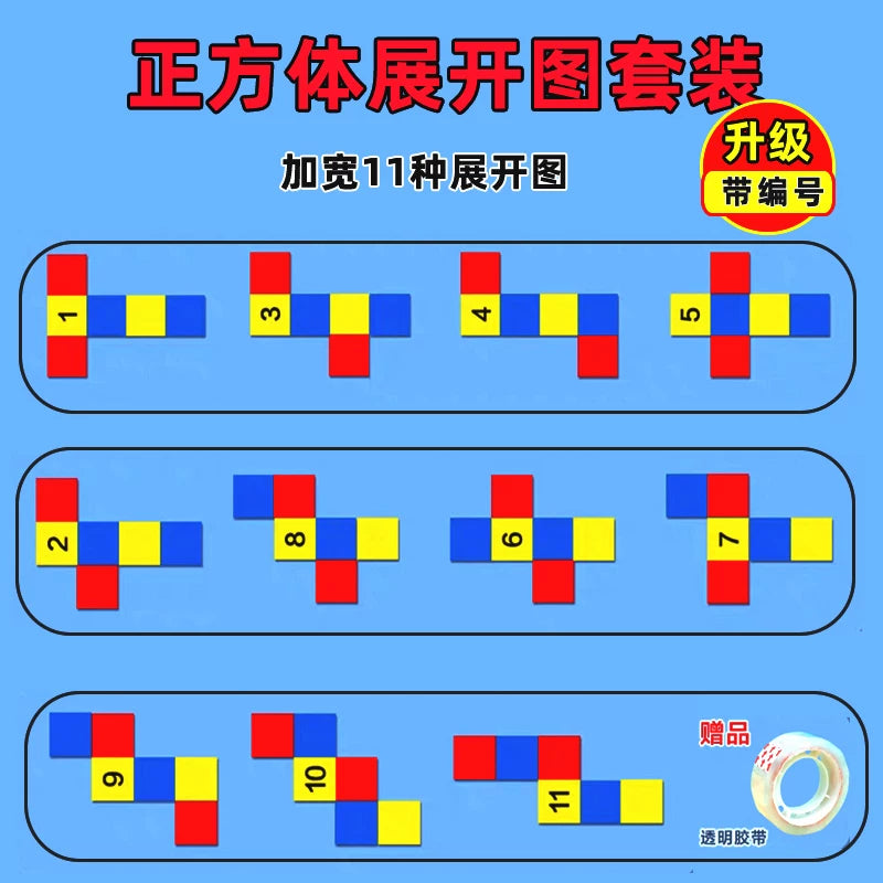 Cube and Cuboid Net Models for Math Education, 11 Types of Foldable Paper, Volume and Surface Area Teaching Aids