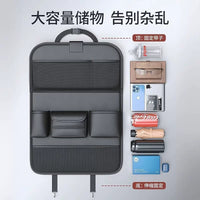 Car Seat Back Organizer with Foldable Table Tray, Kick Mat, and Storage Pockets