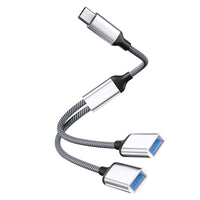 Type-C/USB to Dual USB 2.0 Hub Adapter for Data Transfer and Charging