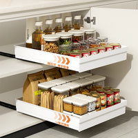Pull-Out Kitchen Cabinet Organizer Rack for Pots, Lids, and Spices - No-Drill Installation