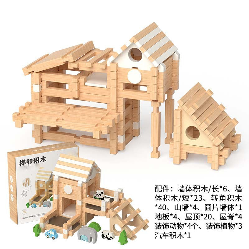 Luban Tenon and Mortise Wooden Building Blocks for Kids, Educational Construction Toy Set