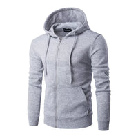 Men's Thermal Hooded Zip-Up Sweatshirt Slim Fit Sport Casual Hoodie with Custom Logo Option