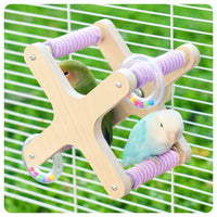 Parrot Rotating Perch Bird Toy with Food Bowl for Cage Decoration and Play