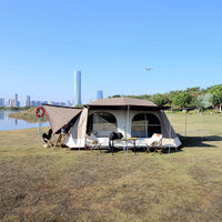 Automatic Pop-Up 2-Room 1-Hall Ridge Tent with Aluminum Poles, Waterproof & Sun Protection