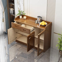 Solid Wood Sideboard Buffet Cabinet for Living Room Dining Room Kitchen Storage with Wine Rack and Tea Cabinet