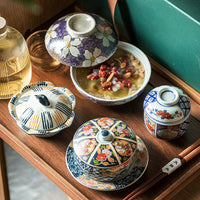 Ceramic Dessert Bowl with Lid, Bird's Nest Stew Pot, Elegant Soup Bowl for Sweet Soups and Desserts