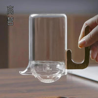 Small Green Tangerine Tea Pot with Infuser, Glass Tea Maker with Wooden Handle, 301-400ml