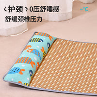 Pet Cooling Mat for Dogs and Cats, Summer Breathable Rattan Weave Bed with Pillow