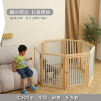 Foldable Wooden Pet Playpen for Small Dogs, Indoor Freestanding Pet Gate and Enclosure
