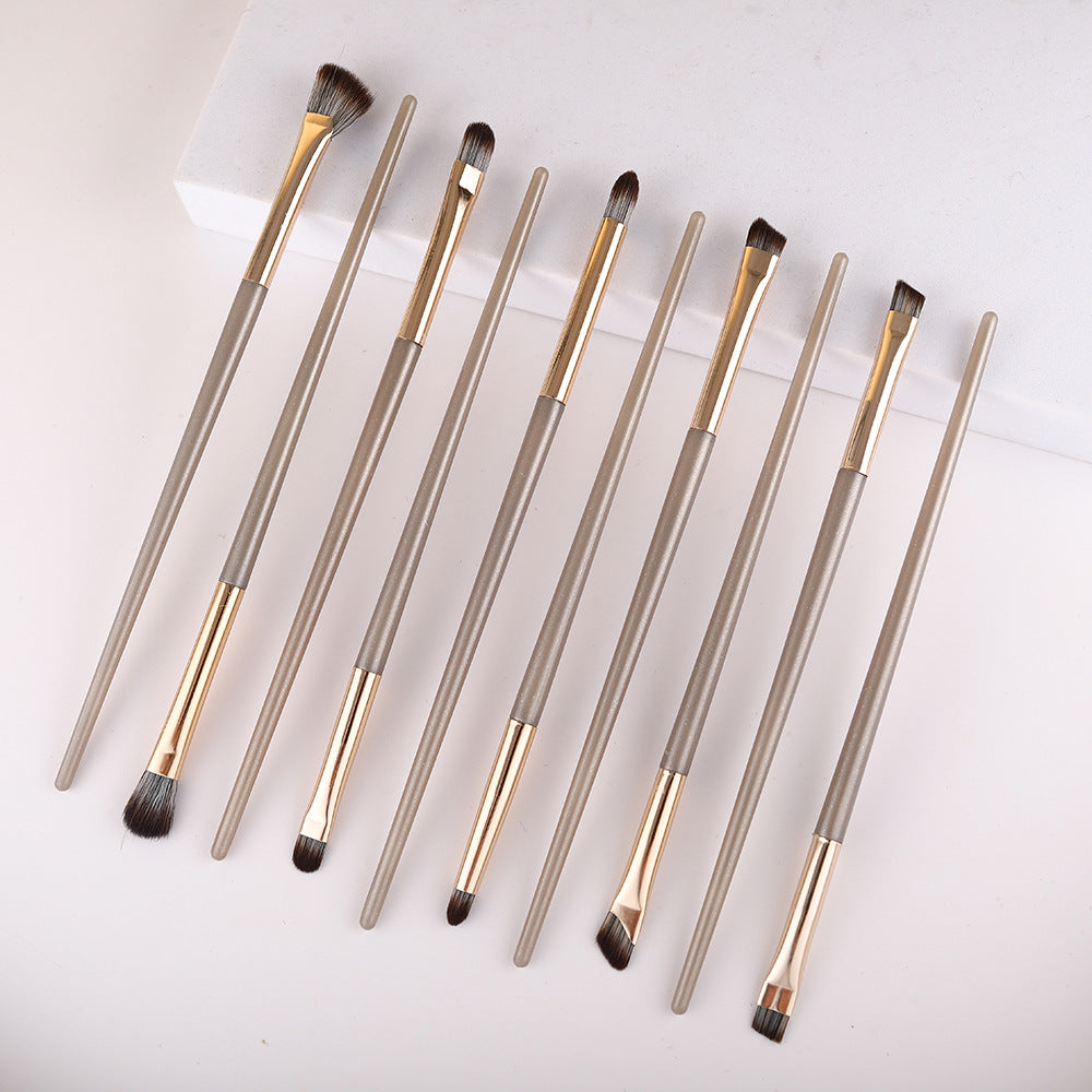 Multi-Piece Eye Detail Brush Set with Soft Animal Hair Bristles and Wooden Handles