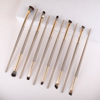 Multi-Piece Eye Detail Brush Set with Soft Animal Hair Bristles and Wooden Handles