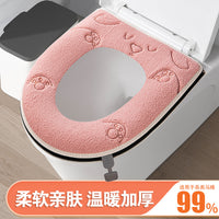 Plush Toilet Seat Cover for Winter, Warm and Soft, Reusable, Adhesive, Universal Fit
