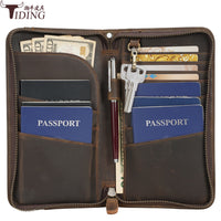 Genuine Leather RFID Passport Holder Wallet for Family Travel