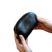 2025 Retro Soft Leather Portable Cosmetic Pouch Zipper Coin Purse for Women