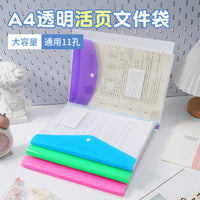 A4 Transparent Document Folder with Snap Button Closure and Card Slot, Multi-Color File Organizer for Students