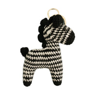 Hand-Knitted Cartoon Horse Bag Charm, Crocheted Zebra Doll Keychain, Premium Bag Accessory