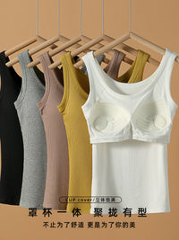 Women's Built-in Bra Camisole Tank Top for Summer
