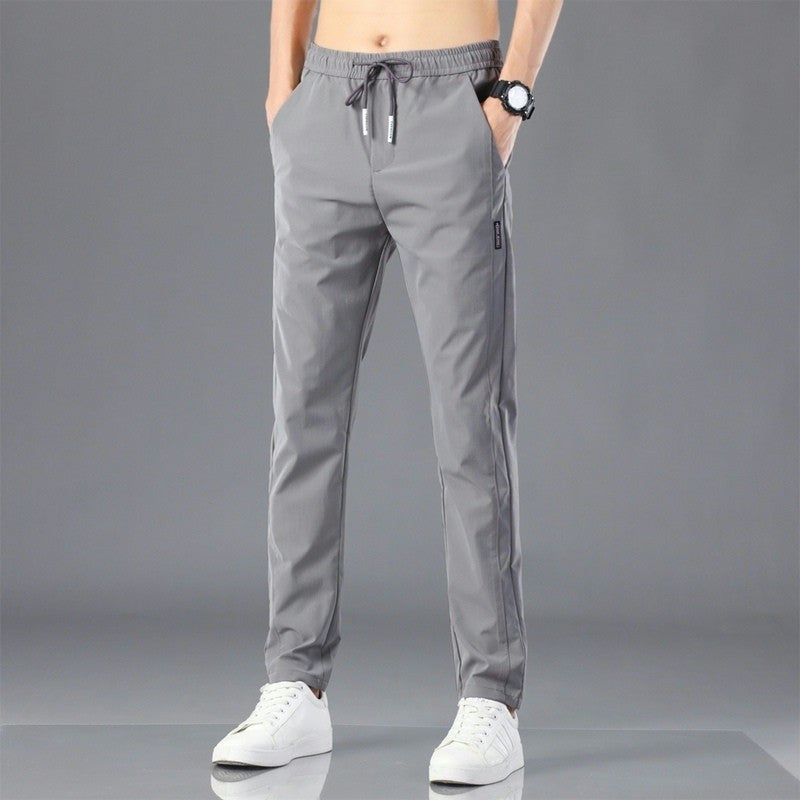 Men's Summer Ice Silk Breathable Casual Work Pants Loose Fit Quick Dry Trousers
