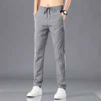 Men's Summer Ice Silk Breathable Casual Work Pants Loose Fit Quick Dry Trousers