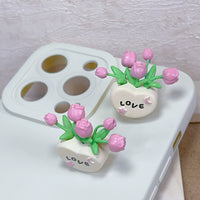 Miniature Love Tulip Potted Plant for DIY Phone Cases & Dollhouse Decor