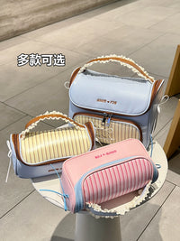 Bowknot Large Capacity Travel Cosmetic Bag with Compartments for Skincare and Brushes