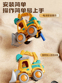 Kids' Electric Bubble Machine Push Cart Toy - Excavator Design, Rechargeable, Non-toxic for Toddlers 1-3 Years