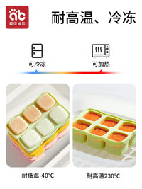 Baby Food Freezer Tray Silicone Mold for Purees and Soups, Soft Silicone Infant Tool Storage Ice Cube Tray Box