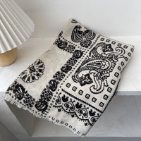 Light Luxury Cream White Soft Cotton Linen Scarf for Women, Autumn/Winter Versatile Long Shawl
