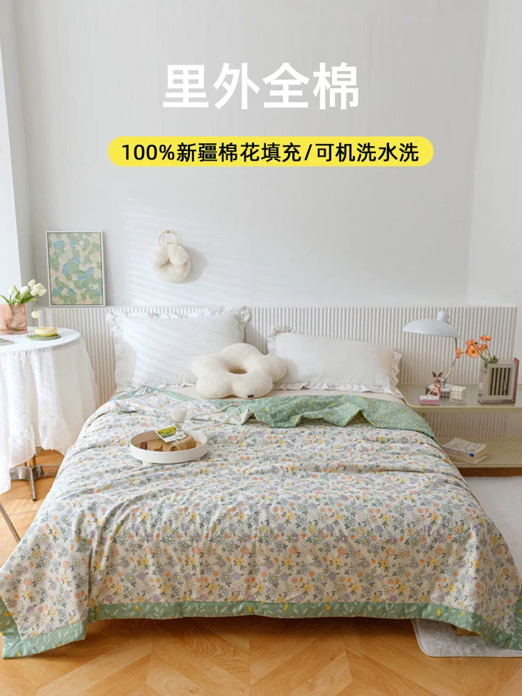 Graceful Cotton Summer Quilt, Machine Washable, Xinjiang Cotton Filling