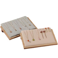 Bamboo Wood Slanted Jewelry Display Stand for Necklaces, Pendants, and Earrings