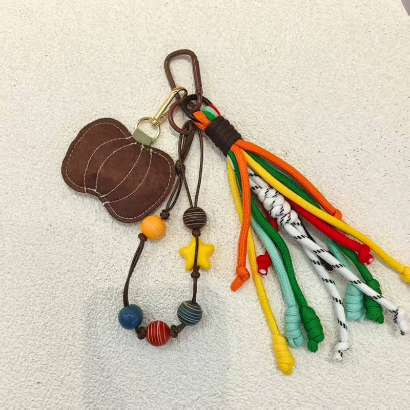 Creative Pumpkin Wool Felt Keychain Pendant DIY Phone Charm Braided Rope Keyring