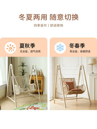 Indoor Outdoor Wicker Swing Chair with Cushion for Balcony Patio Garden
