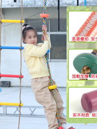 Kids Outdoor Sensory Training Wooden Climbing Ladder Swing