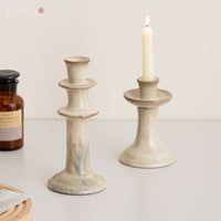 Guilong Wabi-Sabi Style Kiln-Fired Bamboo Joint Ceramic Candle Holder for Home Decor & Photography