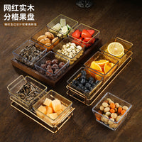 Nordic Style Acrylic Divided Serving Tray with Handle for Snacks and Appetizers