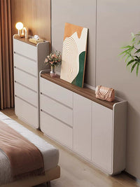 Italian Style Ultra-Thin Chest of Drawers, 20cm Narrow Solid Wood Storage Cabinet for Bedroom