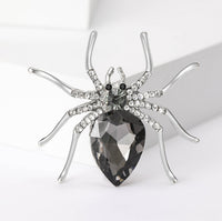 Trendy Alloy Rhinestone Spider Brooch for Halloween Costumes and Apparel