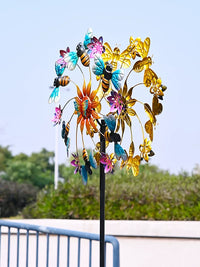 Solar-Powered Iron Art Bee Wind Spinner for Garden & Patio Decor