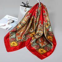 Women's Square Silk Scarf for All Seasons - 90x90cm Lightweight Shawl for Shirts and Dresses