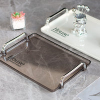Nordic Luxury Rectangular Letter Tray for Living Room Coffee Table, Transparent Storage and Decorative Tray