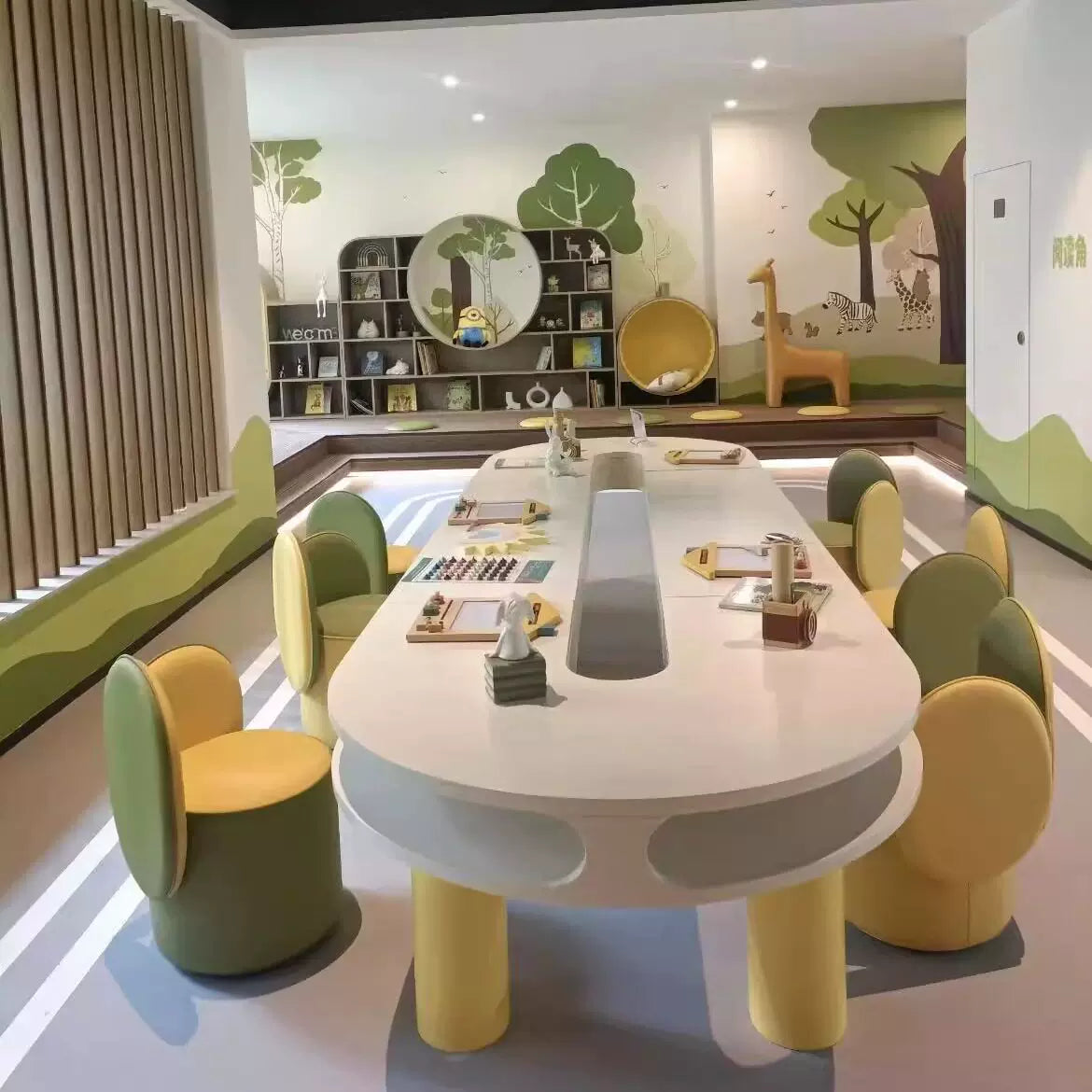 Kids Wooden Round Table and Chair Set for Play Areas and Nurseries