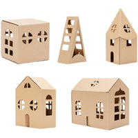 DIY Cardboard Miniature House Model Kit for Kids, Assemble and Color Paper Craft Playhouse